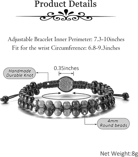 Vista 6 de GEHECRST Pulsera natural de cristal curativo de 7 chakras, cuentas redondas de reiki, pulsera elástica para mujeres y hombres, joyería de yoga