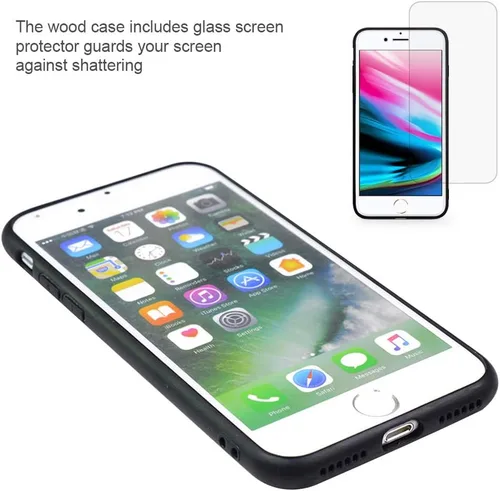 Vista 6 de Funda de madera para iPhone 7 Plus/8 Plus, madera natural real, delgada, a prueba de golpes, híbrida de madera para iPhone 7P/8P (palisandro)