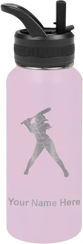 Vista 18 de LaserGram Botella de agua personalizada de 32 onzas, jugador de softbol Regalo grabado para jugadores de sóftbol, acero inoxidable aislado al vacío