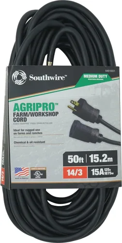 Vista 17 de Southwire AGRIPRO 10/3 Cable de extensión de uso rudo extra para granja/taller, 25 pies, SJTOW, negro, 64817501