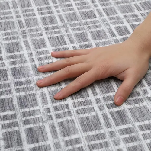 Vista 7 de GAOMON Alfombra Corredor de Área de 2 x 6 pies moderna geométrica gris de lana sintética antideslizante de pelo bajo hecha a máquina lavable