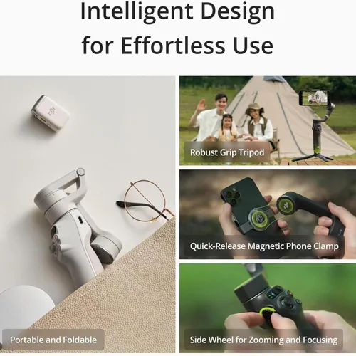 Vista 4 de DJI Osmo Mobile 6 - Estabilizador de cardán para teléfono inteligente, cardán de 3 ejes, barra de extensión integrada, portátil y plegable, cardán