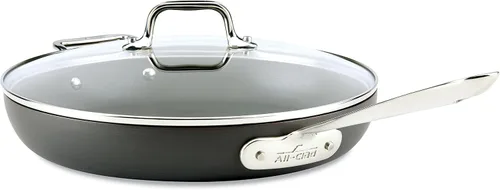 Vista 2 de All-Clad Sartén antiadherente de aluminio de 12 pulgadas, sartén antiadherente de aluminio gris medio de 10 pulgadas, color negro
