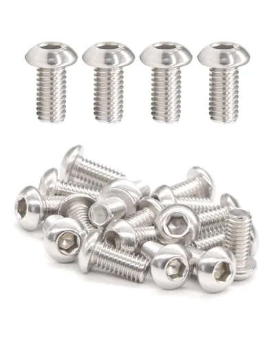Vista 7 de Tornillos de cabeza de botón M4 x 1 pulgada (100 unidades) 18-8 Acero inoxidable 304 Allen Tornillo de máquina de rosca completa ISO7380 por