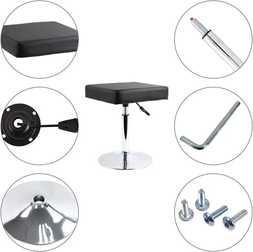 Vista 6 de FURWOO Taburete cuadrado negro para salón – Taburete de altura ajustable para tocador, manicura, tienda, peluquería oficina en casa, pequeño