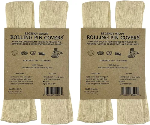 Vista 8 de Regency Wraps Cubierta de rodillo para enrollar masa antiadherente, 100% algodón absorbe el exceso de harina para que los pasteles salgan ligeros