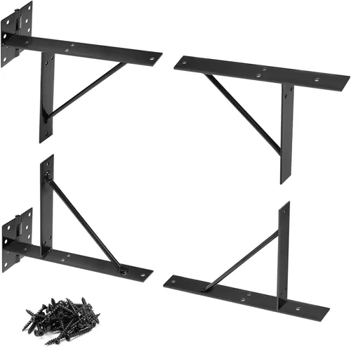 Vista 9 de Mofeez Kit de soporte de esquina sin hundimiento para puertas de cobertizo, puertas de entrada, puertas de corral, ventanas de madera (2 juegos)