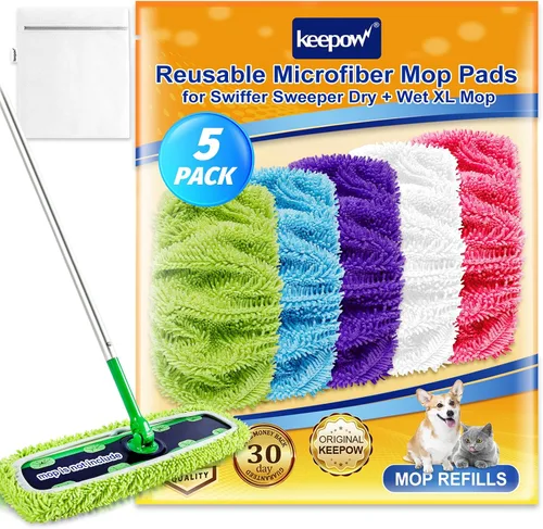 Vista 10 de KEEPOW Almohadillas XL reutilizables para trapeador compatibles con Swiffer XL Sweeper, paños de trapear secos extra grandes, paños de trapear