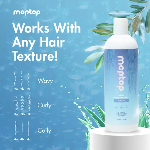 Vista 4 de MopTop Acondicionador diario, hidratante natural para el cabello, reduce el encrespamiento, el aloe, los botánicos marinos y la miel, seguro