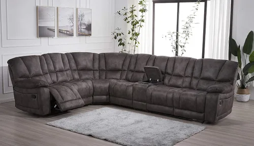 Vista 2 de Betsy Furniture Sofá seccional reclinable de microfibra grande para sala de estar en gris 8019 [izquierda o derecha]