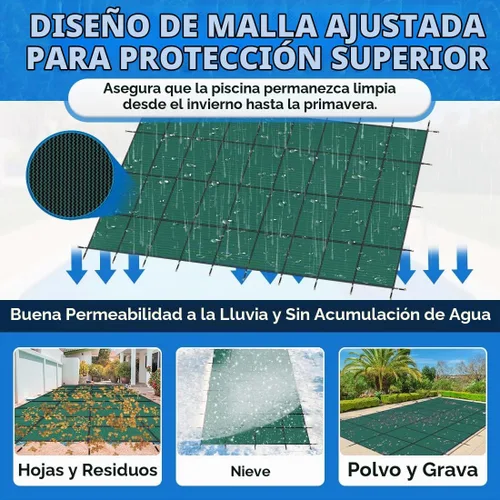Vista 5 de iCOVER Cubierta de seguridad para piscina interior, 20x40 pies rectangular, cubierta de seguridad de invierno para piscinas interiores, cubierta