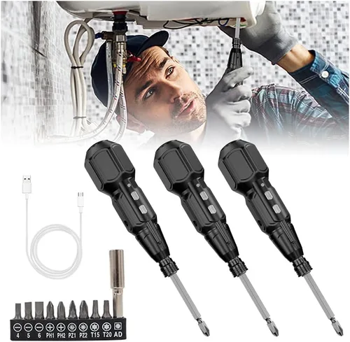 Vista 9 de Destornillador eléctrico inalámbrico, juego de destornilladores eléctricos recargables, kit de herramientas de reparación automática portátil