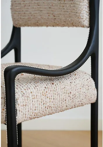 Vista 9 de sillas de comedor Silla de comedor retro de madera con respaldo tapizado y asiento curvos reposabrazos cocina moderna