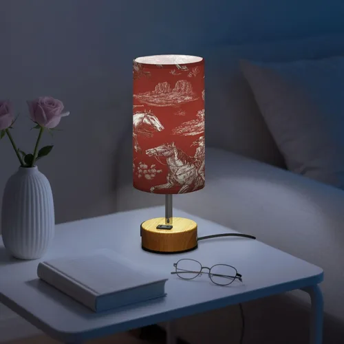 Vista 6 de Lámparas táctiles de noche retro occidentales regulables con puertos de carga para sala de estar, dormitorio, mesita de noche, escritorio