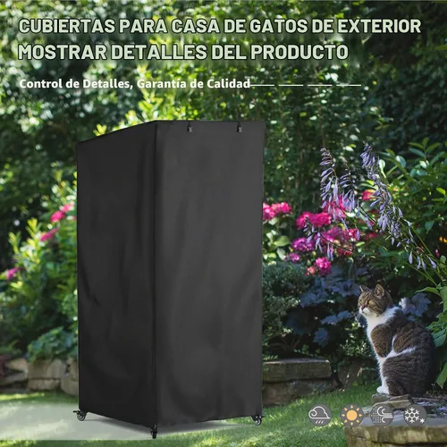 Vista 6 de Funda protectora grande para casa de gatos para exteriores, cubierta protectora contra el polvo, lona impermeable resistente 600D, 100% impermeable