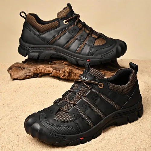 Vista 6 de Men's Hiking Casual Low Height Leather Outdoor Comfortable Breathable Non-Slip Trailing Trekking Walking Climbing Work Shoes