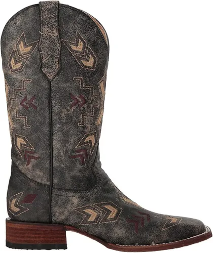 Vista 4 de Corral Boots Circle G - Botas de punta de flecha desgastadas para mujer, punta cuadrada, media pantorrilla, Blanco, talla única