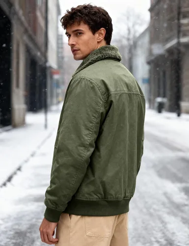 Vista 5 de Eisctnd Chaqueta bomber de invierno con forro de sherpa para hombre, abrigo de forro polar cálido resistente para hombres con bolsillos
