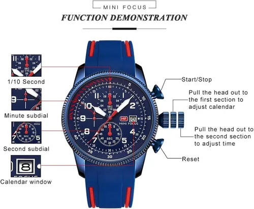 Vista 6 de KXAITO Relojes para hombre, reloj cronógrafo deportivo militar, resistente al agua, correa de cuero de silicona luminosa, relojes casuales