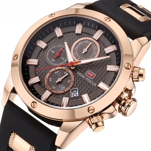 Vista 2 de Reloj cronógrafo para hombre Mini Focus Fashion Impermeable Silicona Militar Reloj Analógico Fecha Cuarzo Reloj Deportivo para Hombre