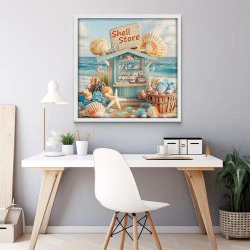 Vista 3 de Rompecabezas de conchas marinas para adultos de 1000 piezas, rompecabezas de arte de estrellas de mar de playa, rompecabezas desafiante del océano