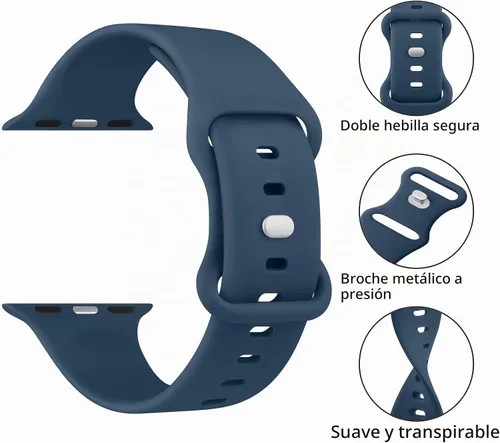 Vista 2 de Mugust - Correas deportivas compatibles con Apple Watch de 42mm, 41mm, 45mm, 49mm, 40mm, 44mm, 38mm, 42mm y 46mm, correa impermeable de silicona