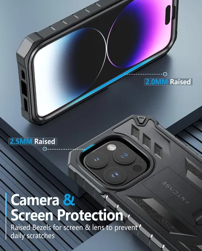 Vista 7 de FNTCASE Funda para iPhone 14-Pro: Fundas para iPhone 13 Pro Funda de protección de grado militar a prueba de caídas con soporte TPU resistente