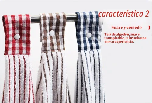 Vista 3 de 2 toallas de algodón de cocina clásica/toalla absorbente/toallas colgantes/toalla de mano, rayas azules
