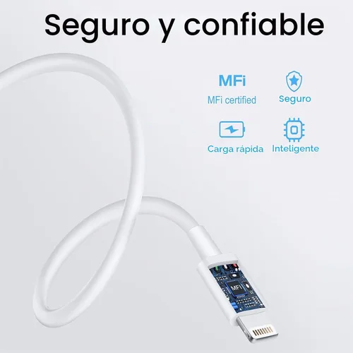 Vista 2 de Cable original [certificado Apple MFi] Cable Lightning a USB compatible con iPhone 13/12/11 Pro Max/XS MAX/XR/XS/X/8/7/Plus/6S iPad AirPods, iPod