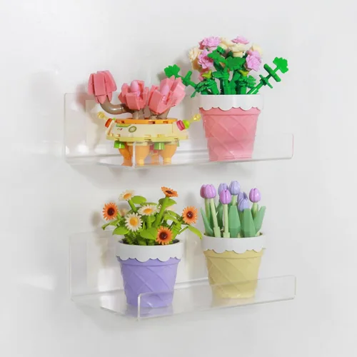 Vista 7 de TONICE Juego de 2 estantes acrílicos para pared de 6 pulgadas, estantes flotantes montados en la pared para habitación, dormitorio, baño, cocina