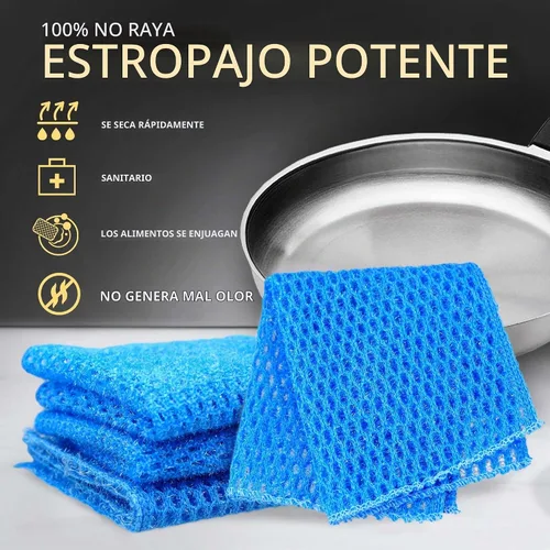 Vista 3 de Paño de cocina sin olor para lavado de platos de múltiples usos - sin olor - mayor vida útil, Paquete de 1 Azul