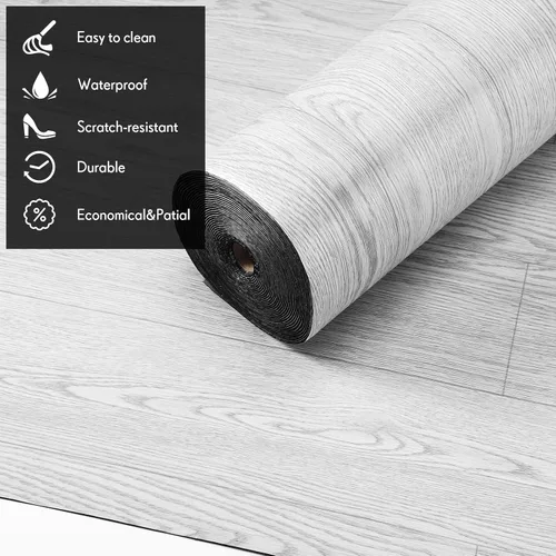 Vista 4 de Drydiet 2 rollos de azulejos de vinilo para despegar y pegar, de 23.6 x 393.7 pulgadas, azulejos de vinilo de linóleo, tablones de vinilo