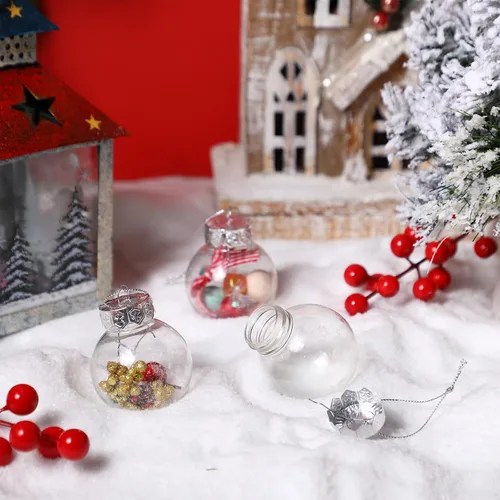 Vista 6 de Soaoo Juego de 100 bolas de adorno de Navidad de 1.96 pulgadas, bolas rellenables de plástico transparente, para árbol de Navidad, decoración