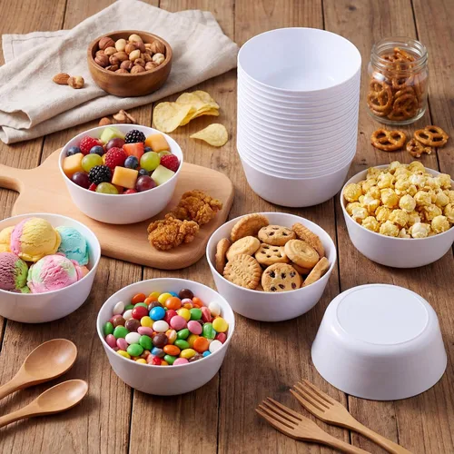 Vista 4 de Irenare 48 cuencos pequeños de plástico para niños, 10 onzas, aperitivos de cereales, cuencos para niños pequeños, aptos para microondas