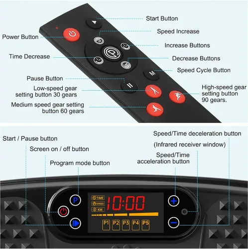 Vista 7 de SoftGym Vibration Plate Exercise Machine for Lymphatic Drainage Weight Loss,120 Speed Levels Vibrating Platform with Resistance Bands,Full-Body