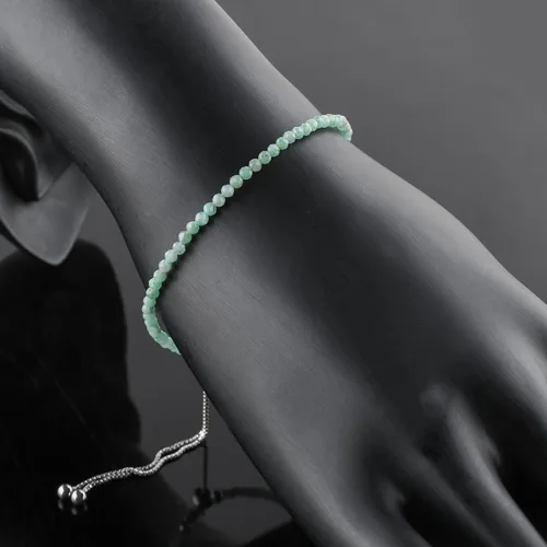Vista 4 de OdrillionGems Pulsera de bolo de plata de ley 925 con cuentas redondas facetadas, hecha a mano, minimalista, cristales curativos, deslizante
