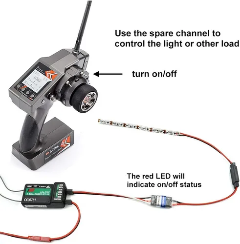 Vista 3 de Interruptor controlador de luz de coches RC y tiras de luz azul impermeables paquete de luces de avión RC