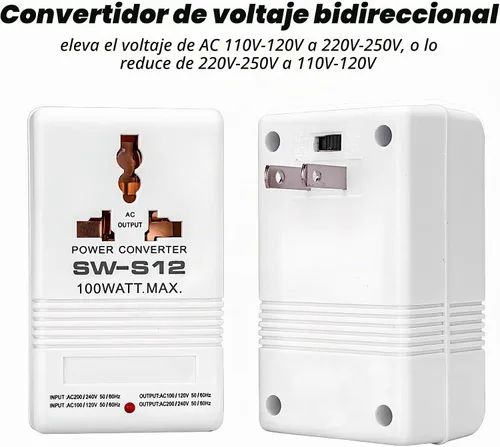 Vista 4 de Convertidor de voltaje bidireccional de 100 W, convertidor de voltaje elevador de CA de 110 V a 220 V, transformador reductor de CA de 220 V y 110