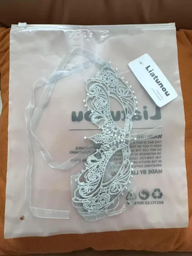 Vista 3 de Antifaz de mujer, máscara de encaje para bailes de graduación y fiestas Plateado