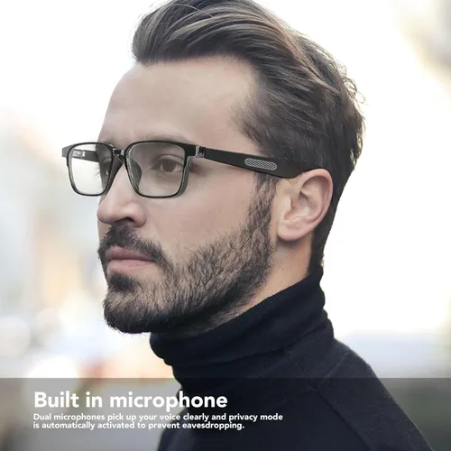 Vista 2 de VBESTLIFE Lentes inteligentes, Bluetooth 5.3 con oreja abierta, micrófono integrado, control de voz, IP5 impermeable, altavoces duales, estéreo