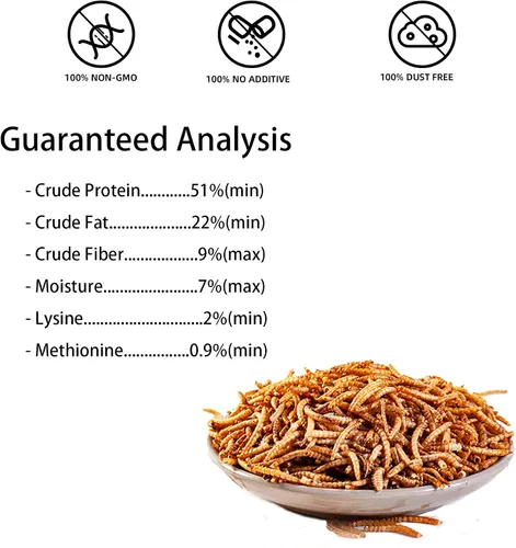 Vista 4 de I LOVE WORMS Gusanos secos (2.27 kg), alimento para pájaros silvestres, gusanos altos en proteínas para pájaros azules, pollos, patos, reptiles