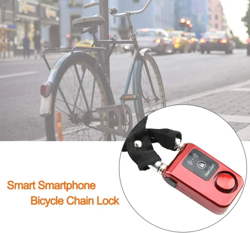 Vista 6 de Cerradura de cadena Bluetooth, cerradura de cadena antirrobo inteligente con control de aplicación iOS/Android para bicicleta, motocicleta y puerta