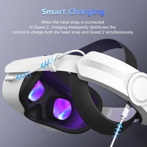 Vista 3 de Head Strap with Battery Pack for Oculus Quest 2 APZDY 5000mAh Fast Charging VR PowerLightweight with Adjustable Elite Strap for Enhanced Comfort and