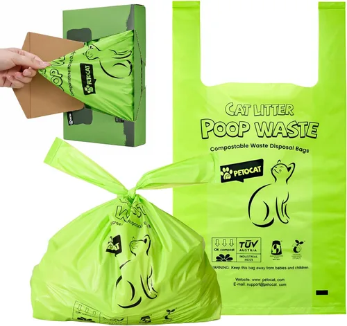 Vista 8 de Bolsas de arena para gatos biodegradables para desechos de gatos, a prueba de fugas, duraderas y sin perfume, grandes para adaptarse a cualquier