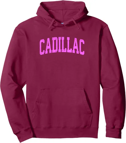 Vista 12 de Cadillac Michigan MI Vintage Athletic Sports - Sudadera con capucha de diseño rosa, Negro
