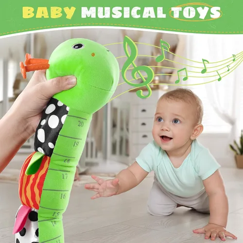 Vista 4 de AWOTOY Juguetes para bebés de 6 a 12 meses, oruga musical, animales de peluche, juguetes para bebés de 0 a 3 a 6 meses, juguetes sensoriales