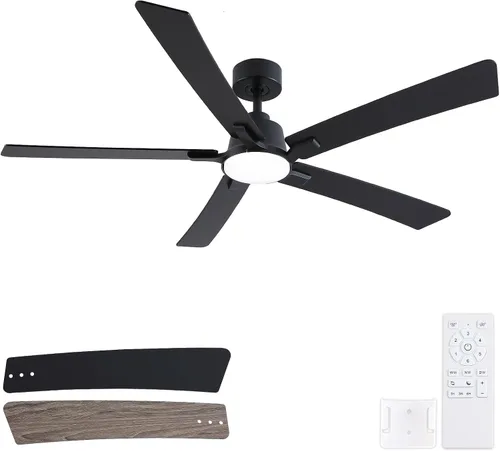 Vista 17 de Ventiladores de techo de 42 pulgadas con luces y control remoto, ventilador de techo negro de montaje empotrado para dormitorio, sala de estar
