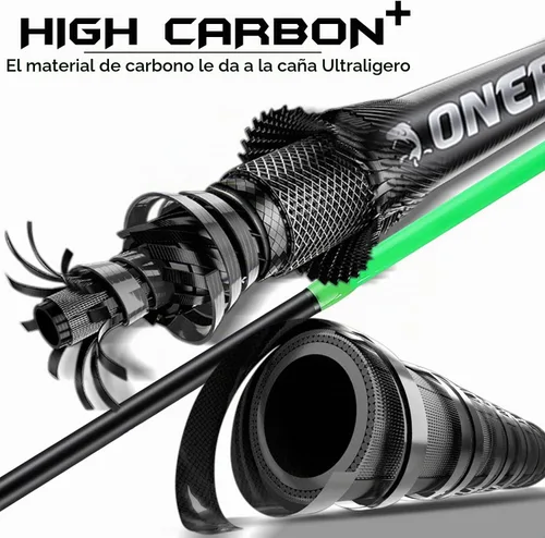 Vista 4 de One Bass Combo de Caña y Carrete de Pesca, Combo de Baitcasting Rápido Medio, Fibra de Carbono de 24 Toneladas, 2 Piezas de Cañas de Pescar