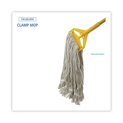 Vista 3 de Boardwalk BWK424CCT 24 oz. Pro Loop Web/Tailband Algodón Wet Mop Head - Blanco (12/Cartón)