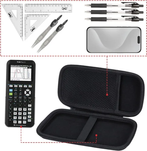 Vista 4 de Lebakort Funda rígida compatible con Texas Instruments TI-84 Plus CE/TI-84 Plus/TI-84 Evo/TI-Nspire CX II CAS/TI-Nspire CX II/TI-83 Estuche Iris